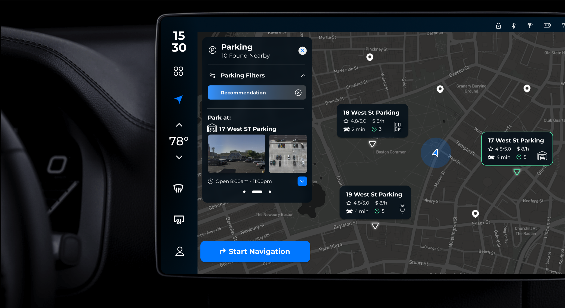 Parking Assistance — HMI heads-up display preview